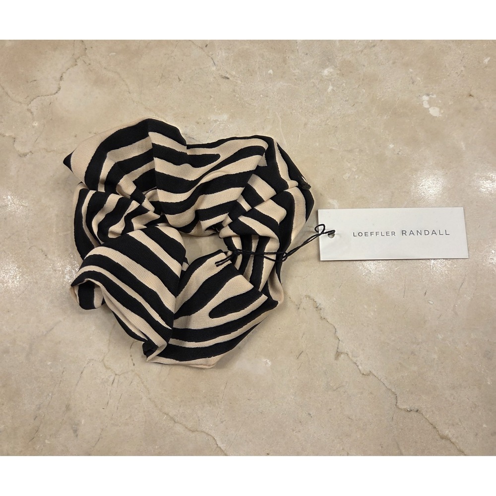 Loeffler Randall Zebra‎ Print Hair Scrunchie Black Beige NWT